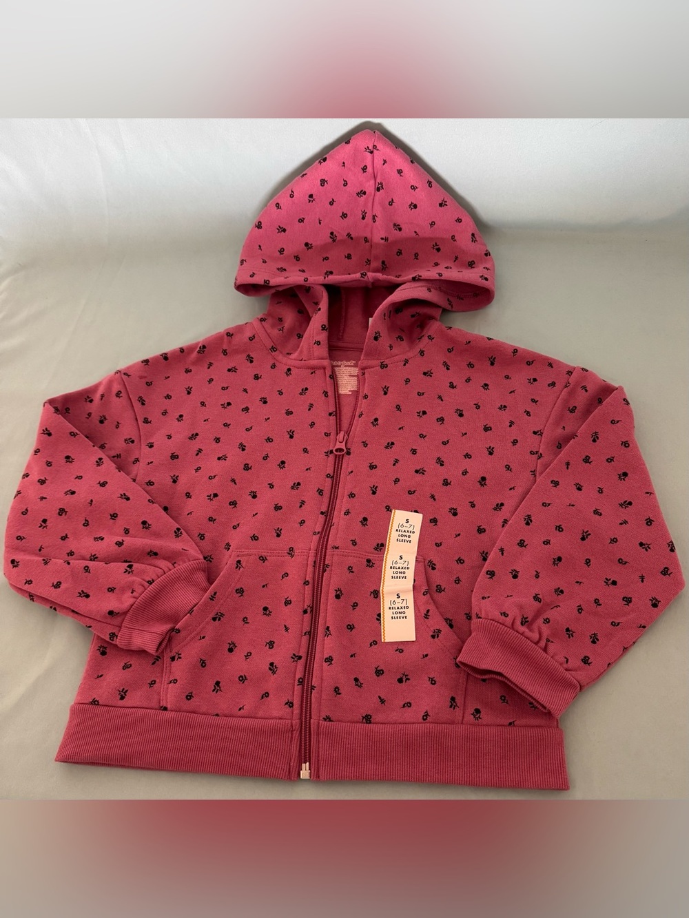 Girls' Fleece Floral Hooded Zip-Up Sweatshirt - Cat & Jack
